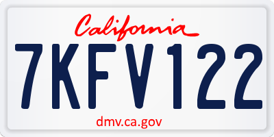 CA license plate 7KFV122