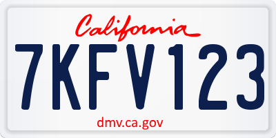 CA license plate 7KFV123