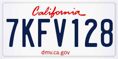 CA license plate 7KFV128