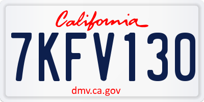 CA license plate 7KFV130