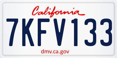 CA license plate 7KFV133