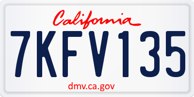 CA license plate 7KFV135