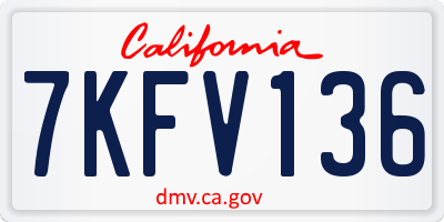 CA license plate 7KFV136