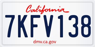 CA license plate 7KFV138