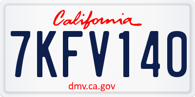 CA license plate 7KFV140