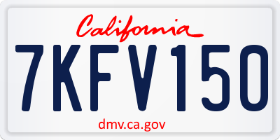 CA license plate 7KFV150