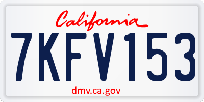 CA license plate 7KFV153