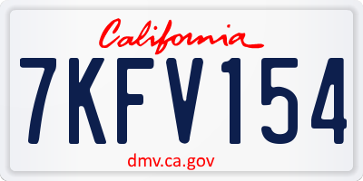 CA license plate 7KFV154