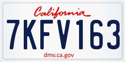 CA license plate 7KFV163