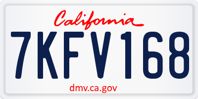 CA license plate 7KFV168