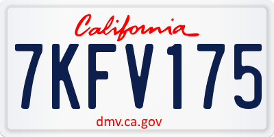 CA license plate 7KFV175