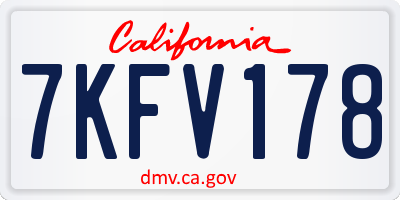 CA license plate 7KFV178
