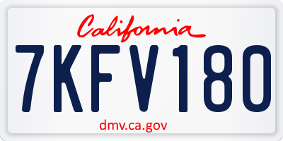 CA license plate 7KFV180