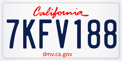 CA license plate 7KFV188
