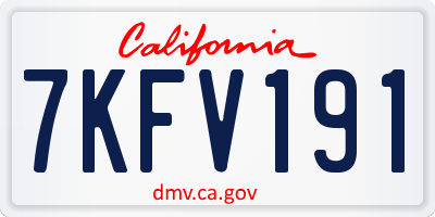 CA license plate 7KFV191
