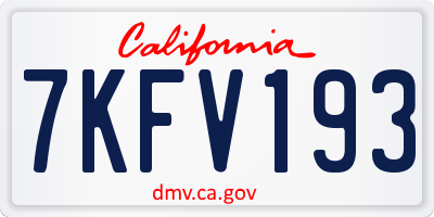 CA license plate 7KFV193