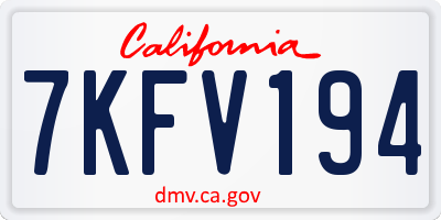 CA license plate 7KFV194