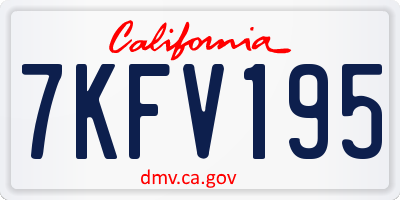 CA license plate 7KFV195