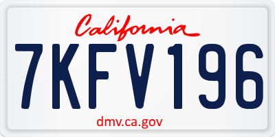 CA license plate 7KFV196