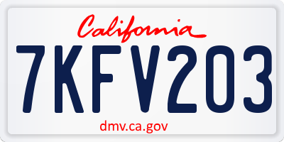 CA license plate 7KFV203