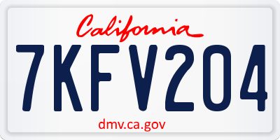 CA license plate 7KFV204