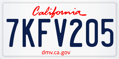 CA license plate 7KFV205