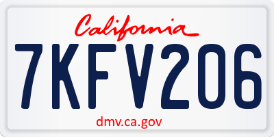 CA license plate 7KFV206