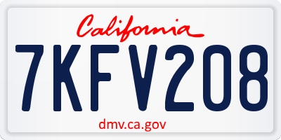 CA license plate 7KFV208