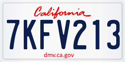 CA license plate 7KFV213