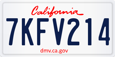 CA license plate 7KFV214