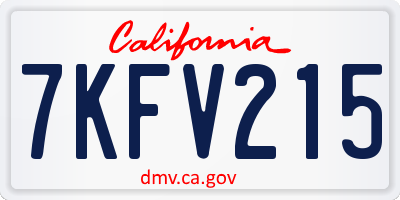 CA license plate 7KFV215