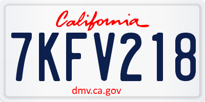 CA license plate 7KFV218
