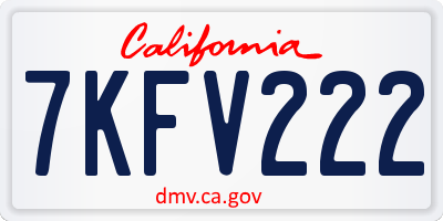 CA license plate 7KFV222