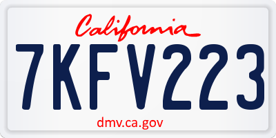 CA license plate 7KFV223