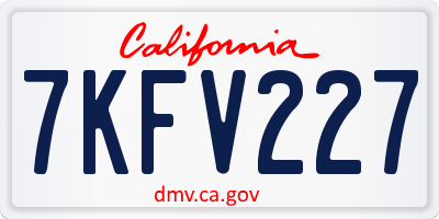 CA license plate 7KFV227