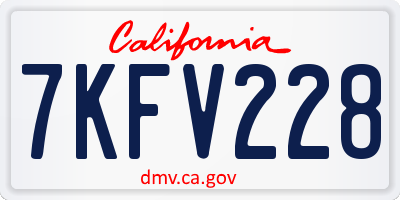CA license plate 7KFV228