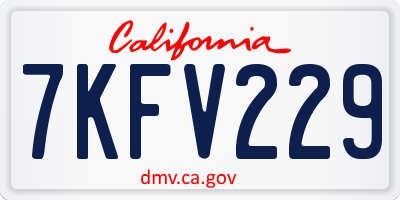 CA license plate 7KFV229