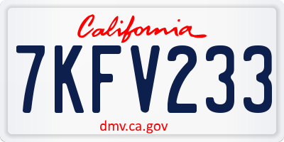 CA license plate 7KFV233