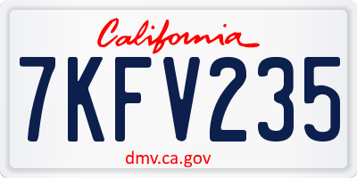 CA license plate 7KFV235