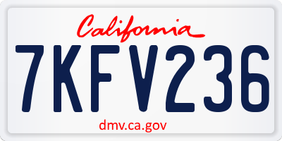 CA license plate 7KFV236