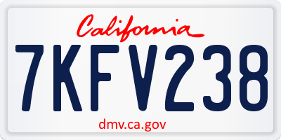 CA license plate 7KFV238