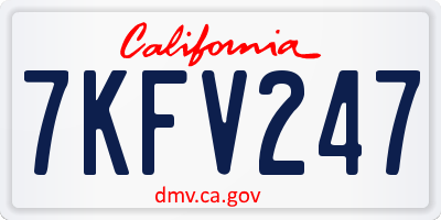 CA license plate 7KFV247