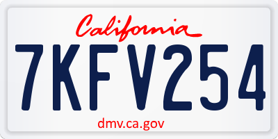 CA license plate 7KFV254
