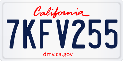 CA license plate 7KFV255
