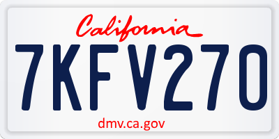 CA license plate 7KFV270