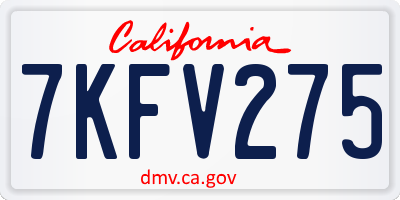 CA license plate 7KFV275