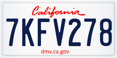 CA license plate 7KFV278