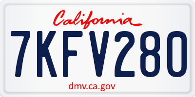 CA license plate 7KFV280
