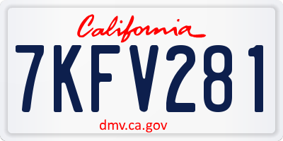 CA license plate 7KFV281