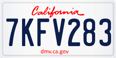 CA license plate 7KFV283